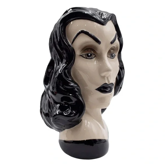 Vampira Portrait Ceramic Head Vase Flowers Kreepsville Gothic Horror Home Decor - Picture 3 of 6